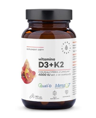 Aura Herbals Witamina D3 + K2 4000 IU, 90 kaps., cena, wskazania, właściwości zdjęcie