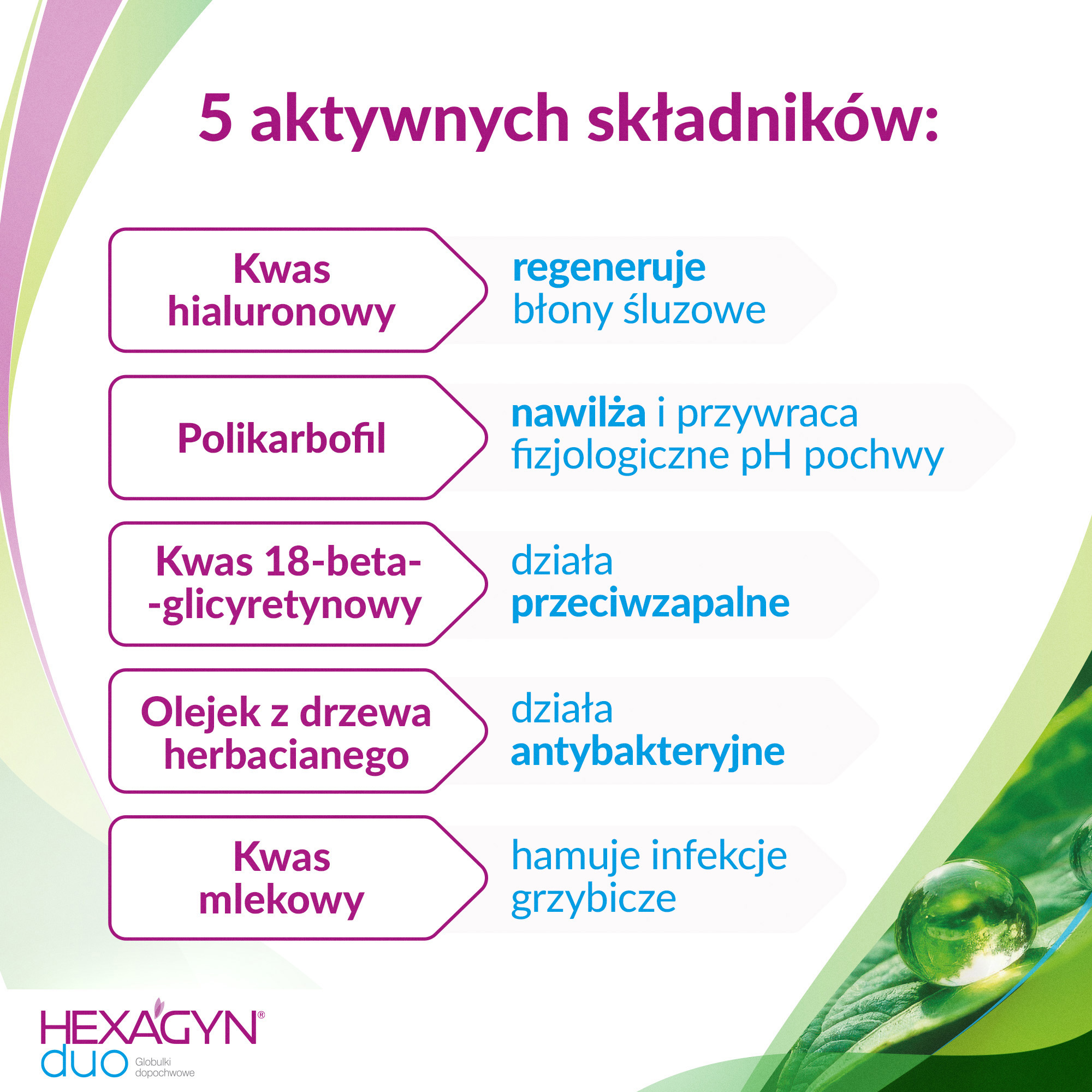 Hexagyn Duo, globulki dopochwowe, 10 sztuk