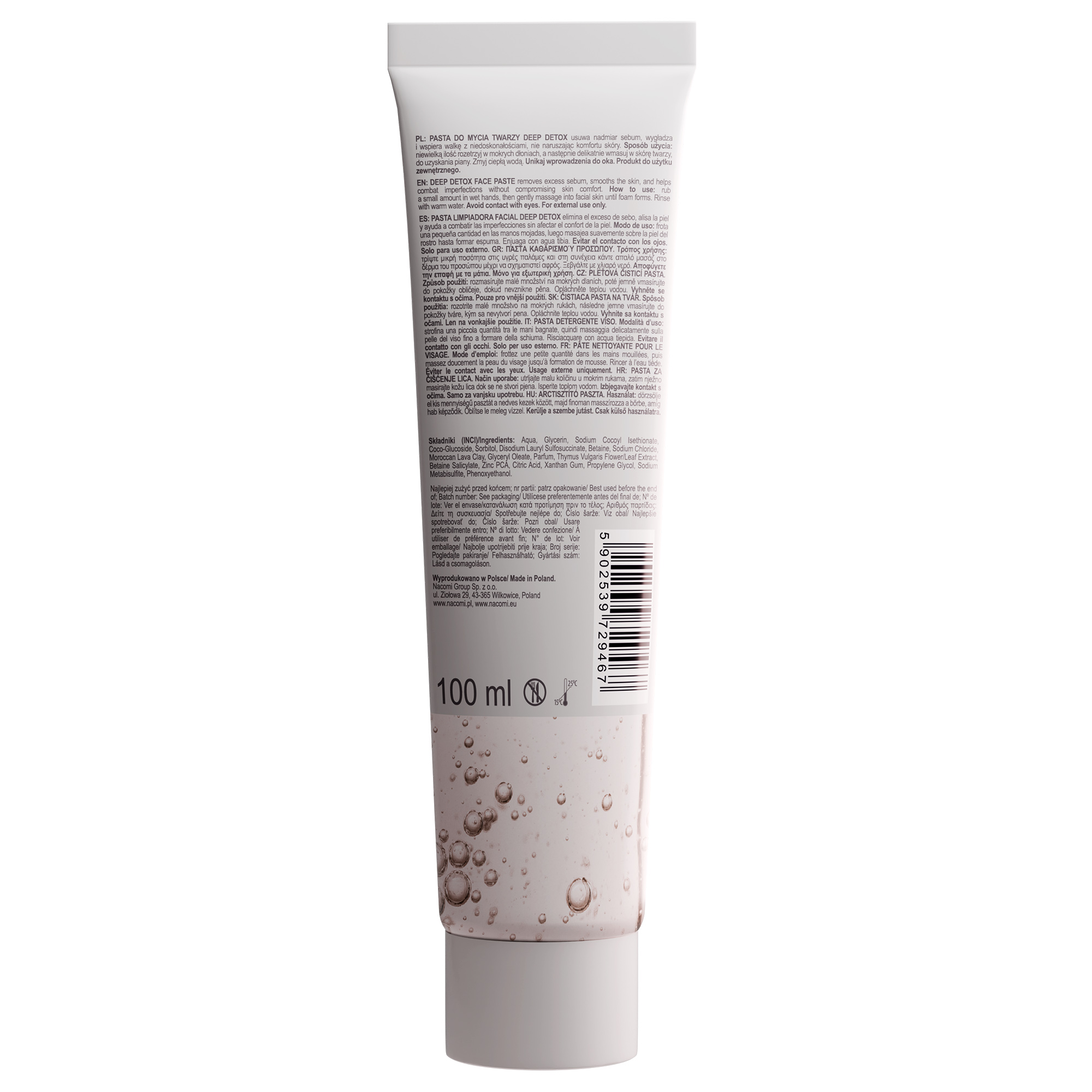 Nacomi Pasta do mycia twarzy - Deep Detox, 100 ml