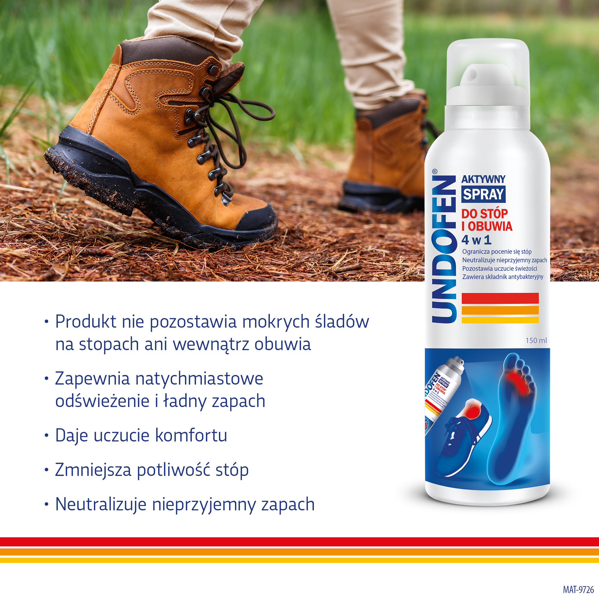 Undofen, aktywny spray do stóp i obuwia 4 w 1, 150 ml
