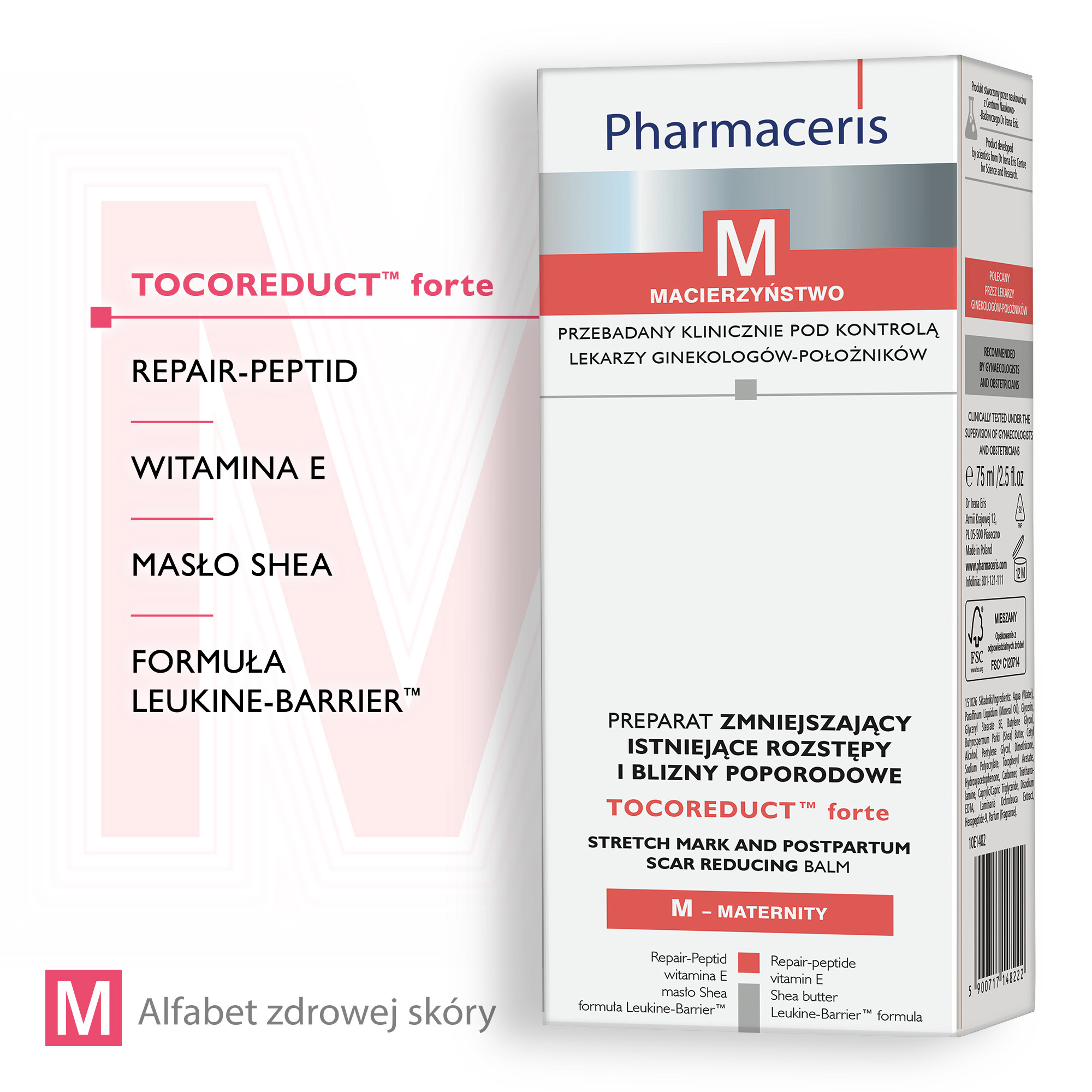 Pharmaceris M Tocoreduct Forte, preparat zmniejszający istniejące rozstępy i blizny poporodowe, 75 ml