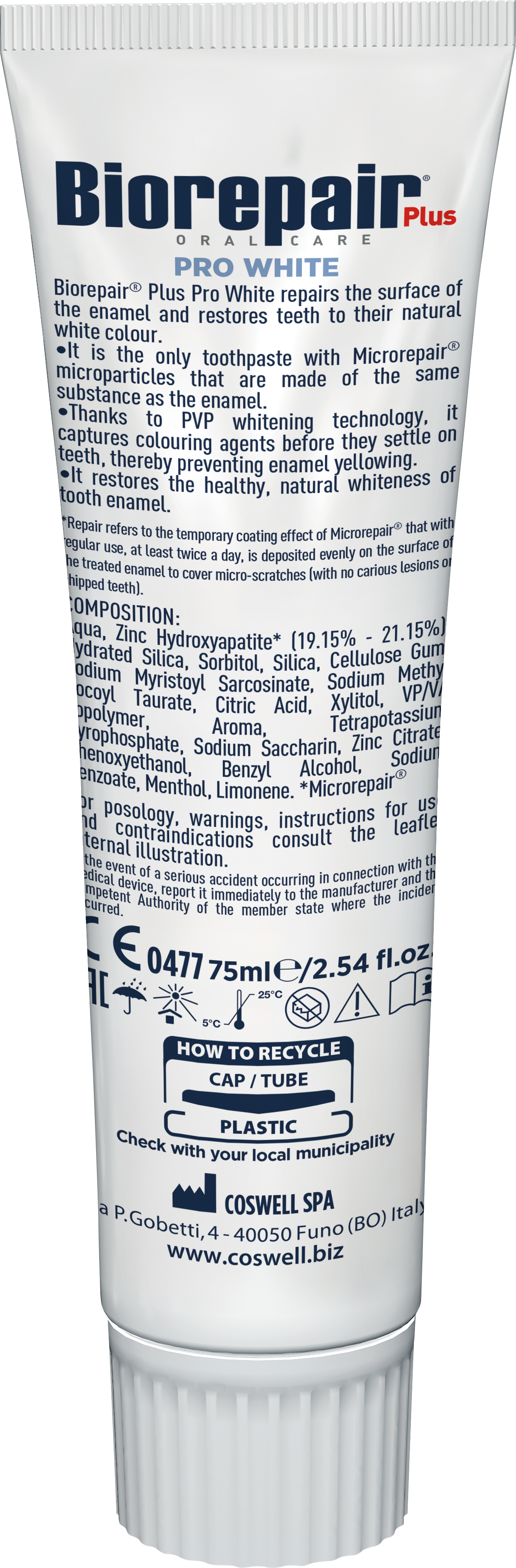 Biorepair Plus Pro White, pasta do zębów, 75 ml