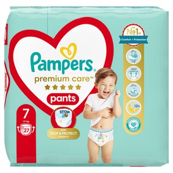 Pampers Premium Care Pieluchomajtki rozmiar 7, 17 kg+, 27 sztuk