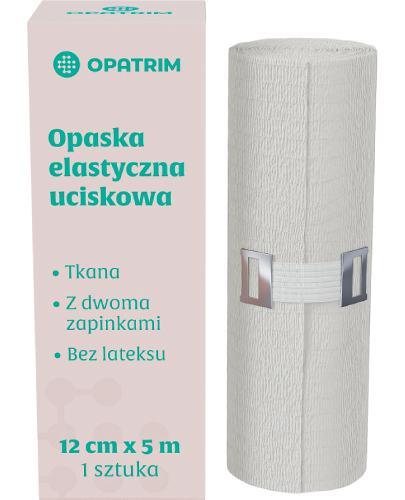 Opatrim Opaska uciskowa tkana elastyczna bez lateksu z 2 zapinkami 12 cm x 5 m, 1 sztuka zdjęcie