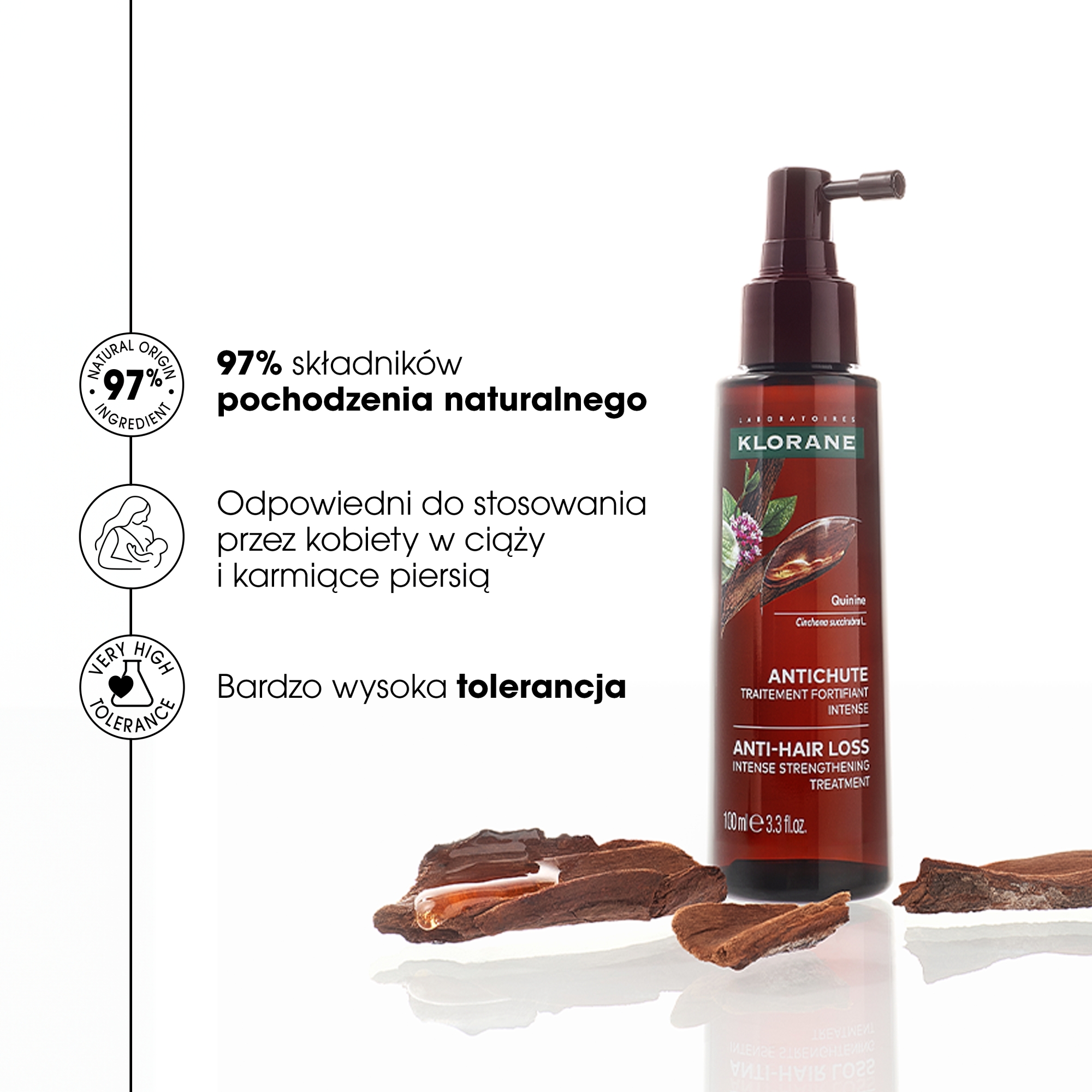 Klorane Przeciw Wypadaniu Włosów Kuracja intensywnie wzmacniająca serum z chininą, 100 ml