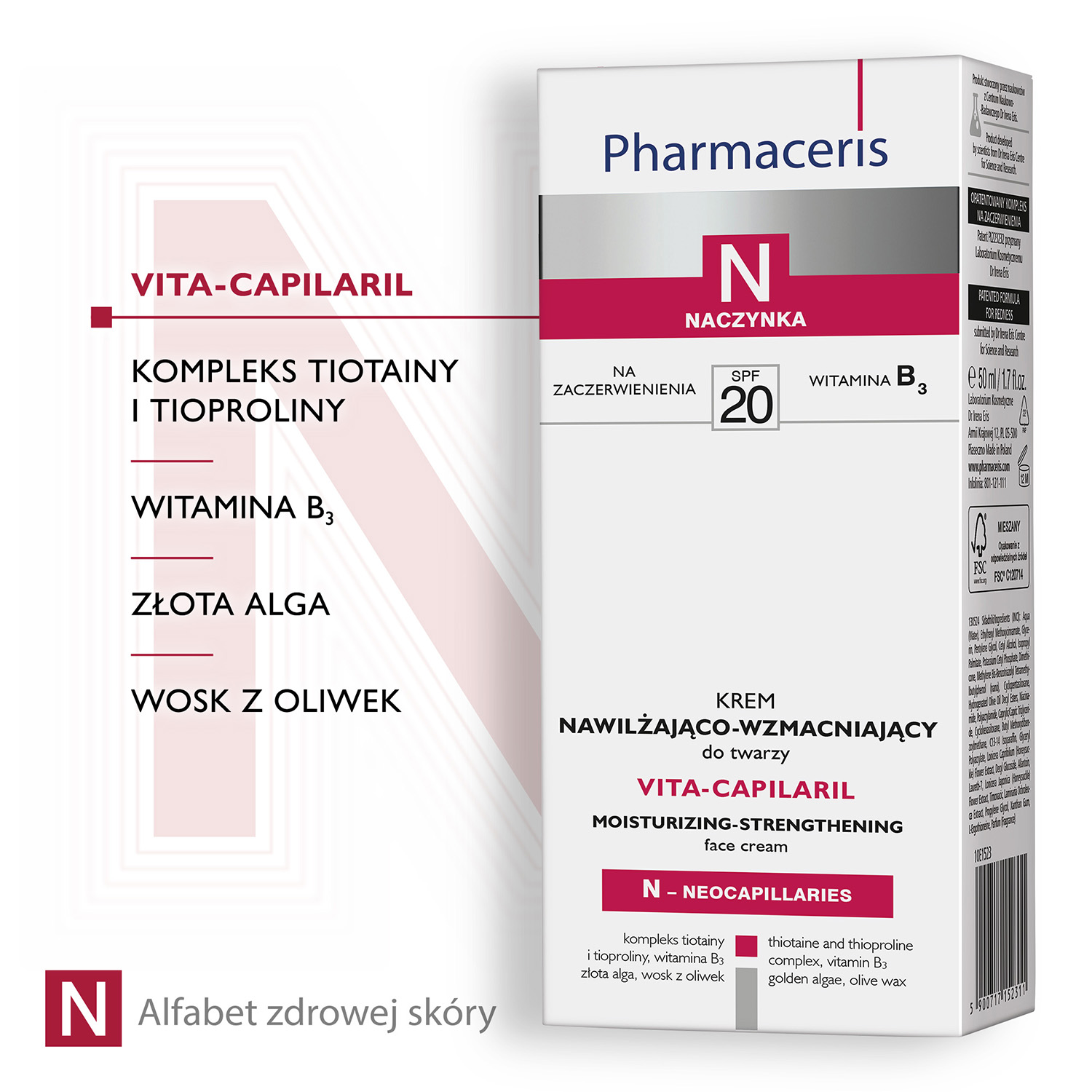 Pharmaceris N Vita-Capilaril krem SPF20 nawilżająco wzmacniający do twarzy 50 ml