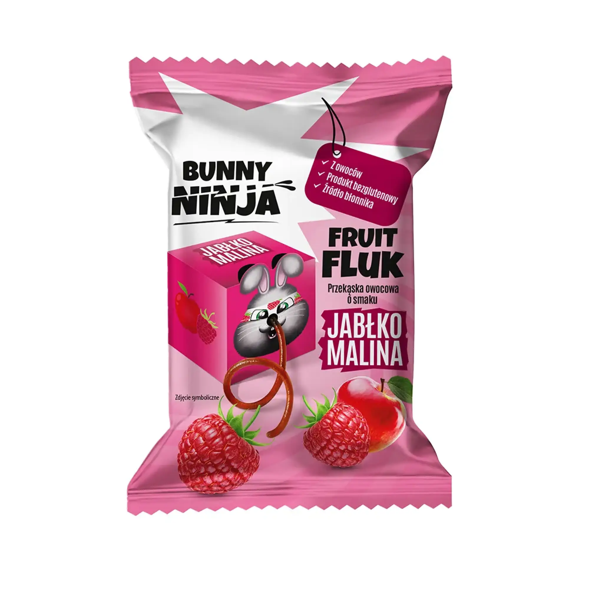 Bunny Ninja Fruit Fluk przekąska, jabłko-malina bez dodatku cukru, 15g zdjęcie