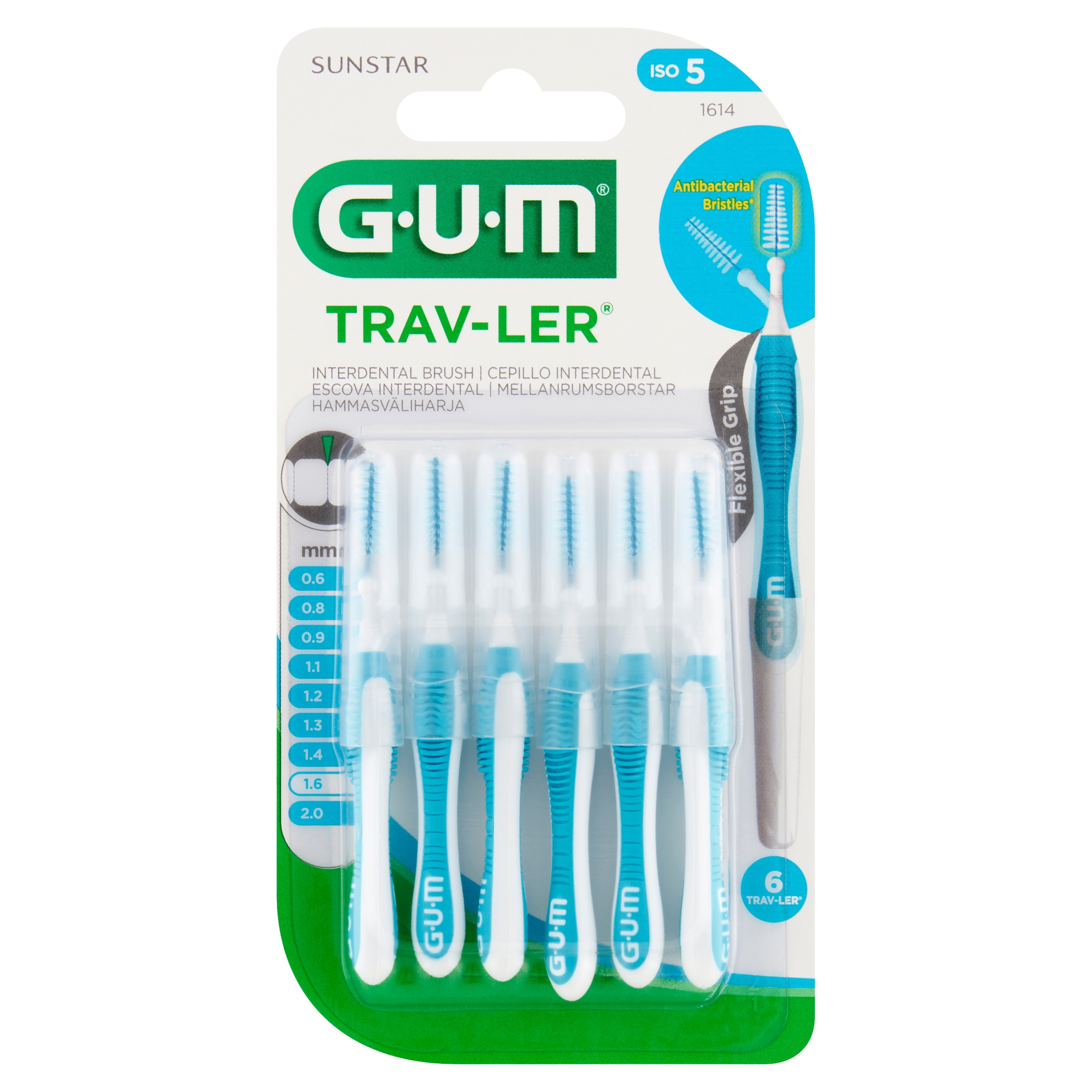 Sunstar Gum Trav-Ler 1,6 mm niebieskie, szczoteczki międzyzębowe, 6 sztuk zdjęcie