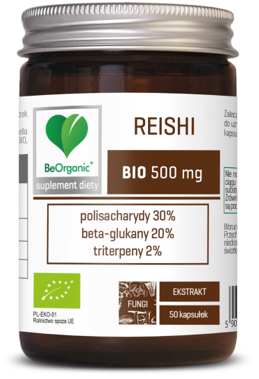 BeOrganic, Reishi BIO ekstrakt 30/20/2, 500 mg, kapsułki, 50 sztuk zdjęcie