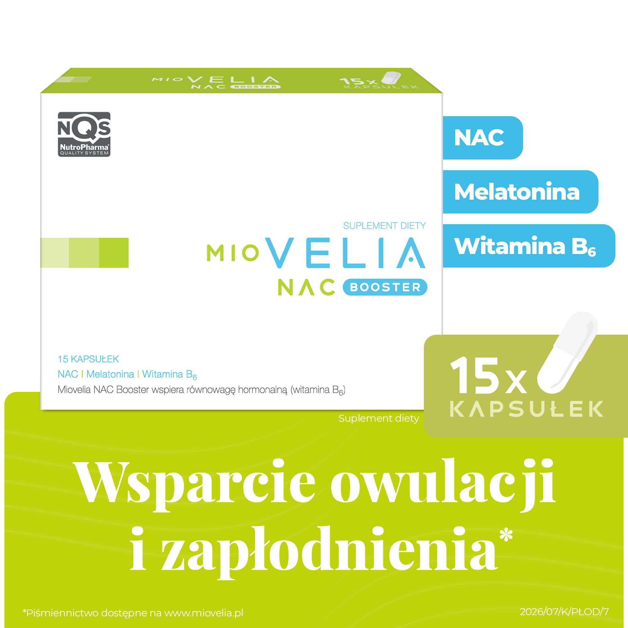 Miovelia NAC Booster, kapsułki twarde, 15 sztuk