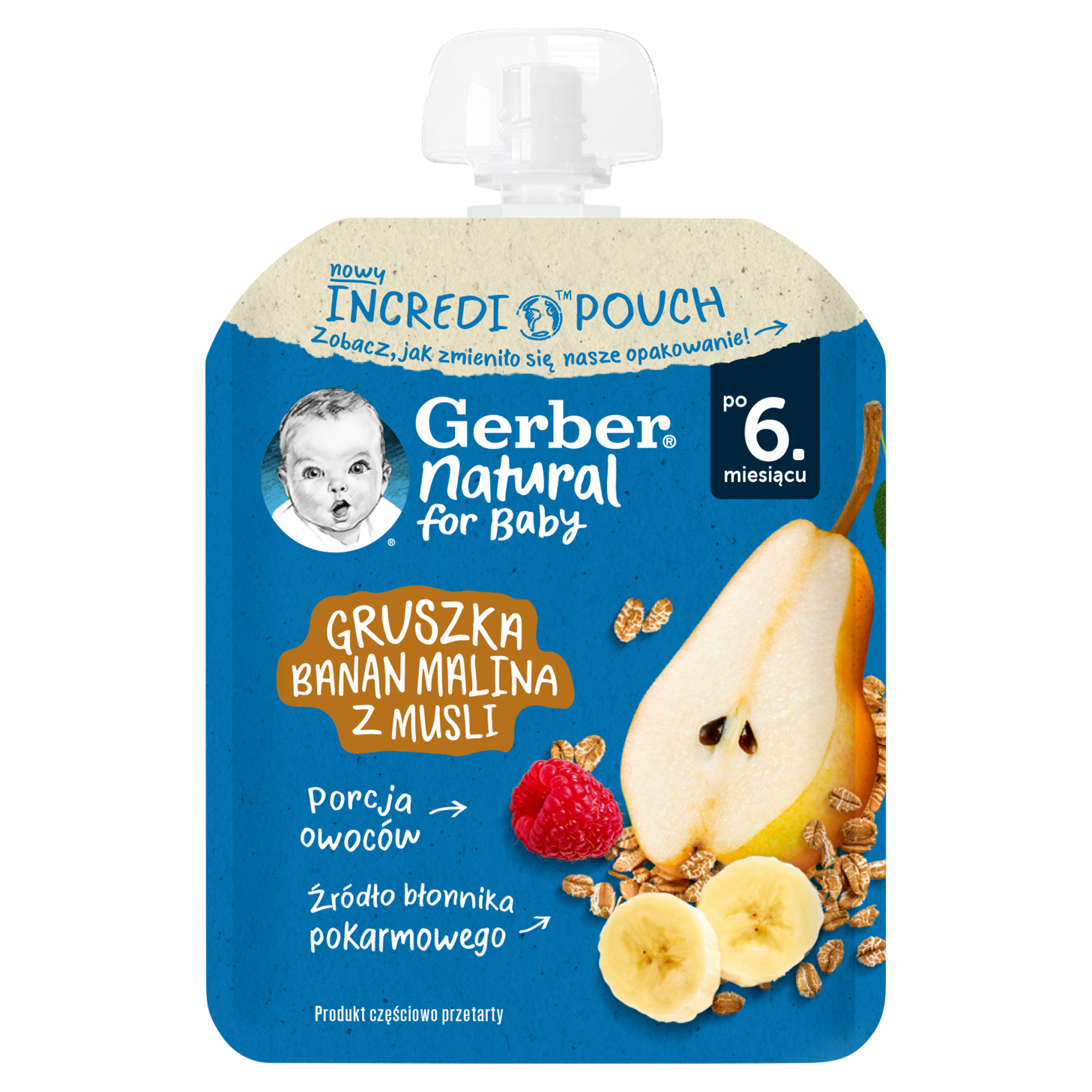 Gerber Natural For Baby Deserek gruszka banan malina z musli po 6. miesiącu, 80 g zdjęcie