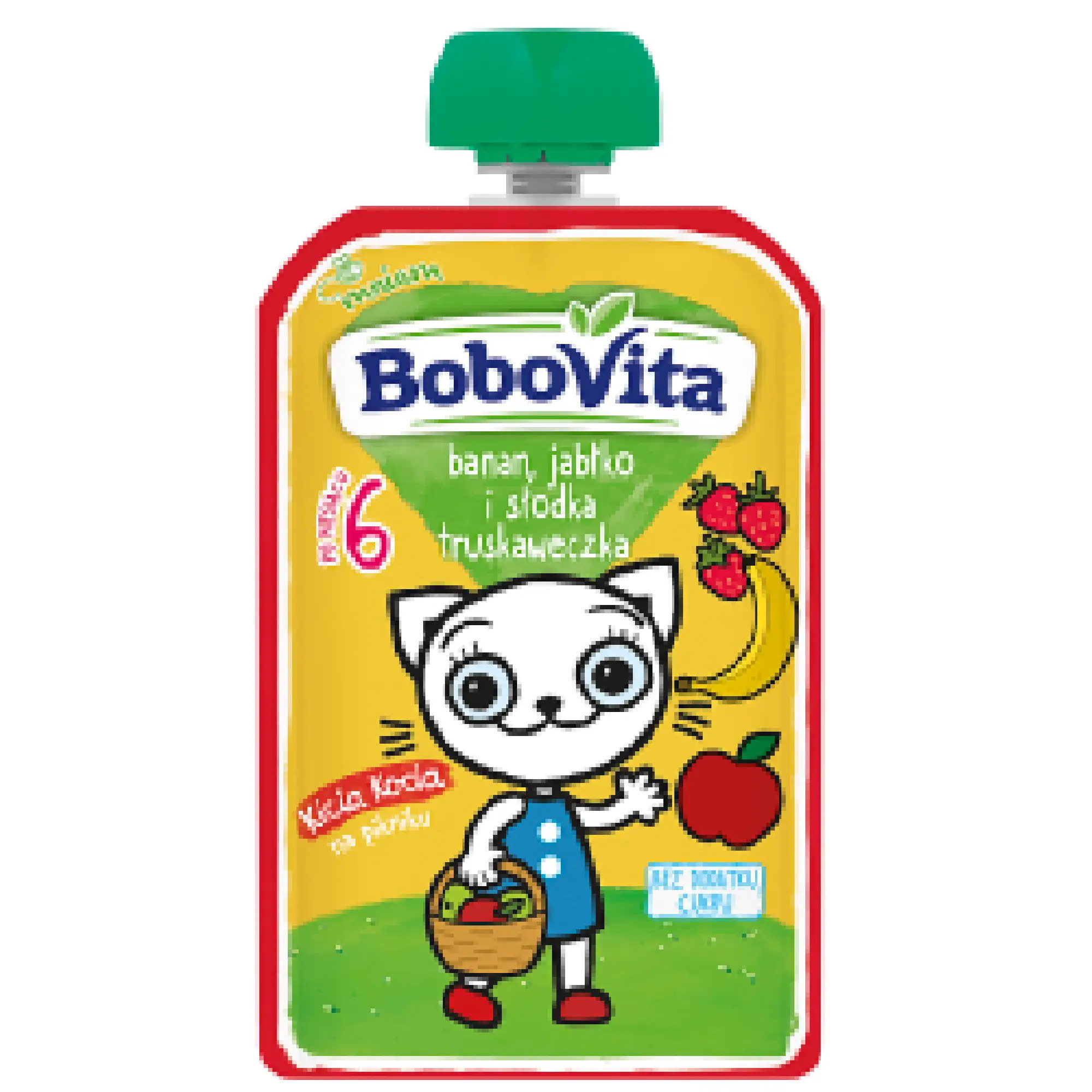BoboVita Kicia Kocia Mus jabłko banan truskawka po 6 miesiącu, 100 g zdjęcie