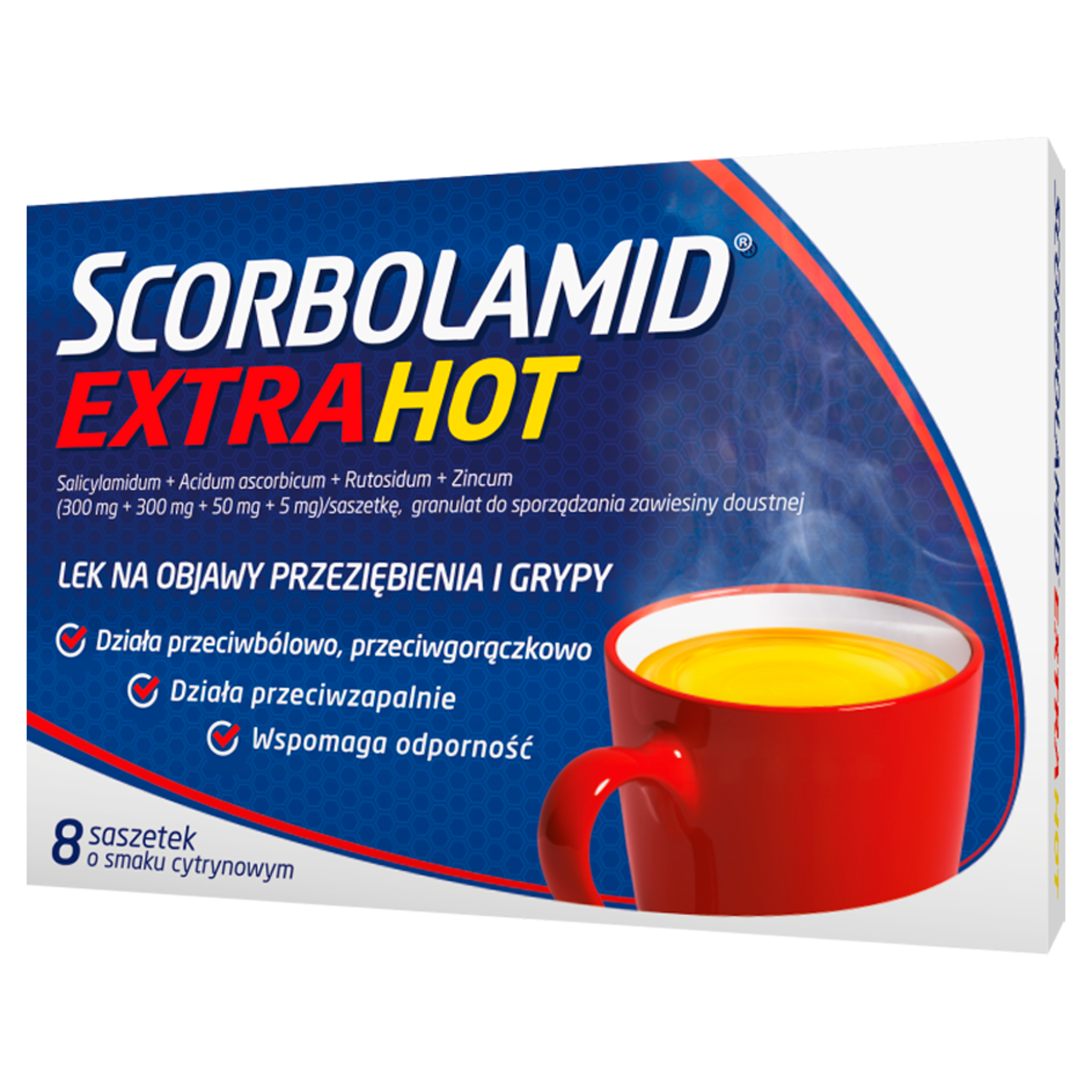 Scorbolamid Extra Hot (300 mg + 300 mg + 50 mg + 5 mg) 8 saszetek zdjęcie