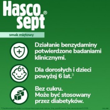 Hascosept smak miętowy, 24 pastylki