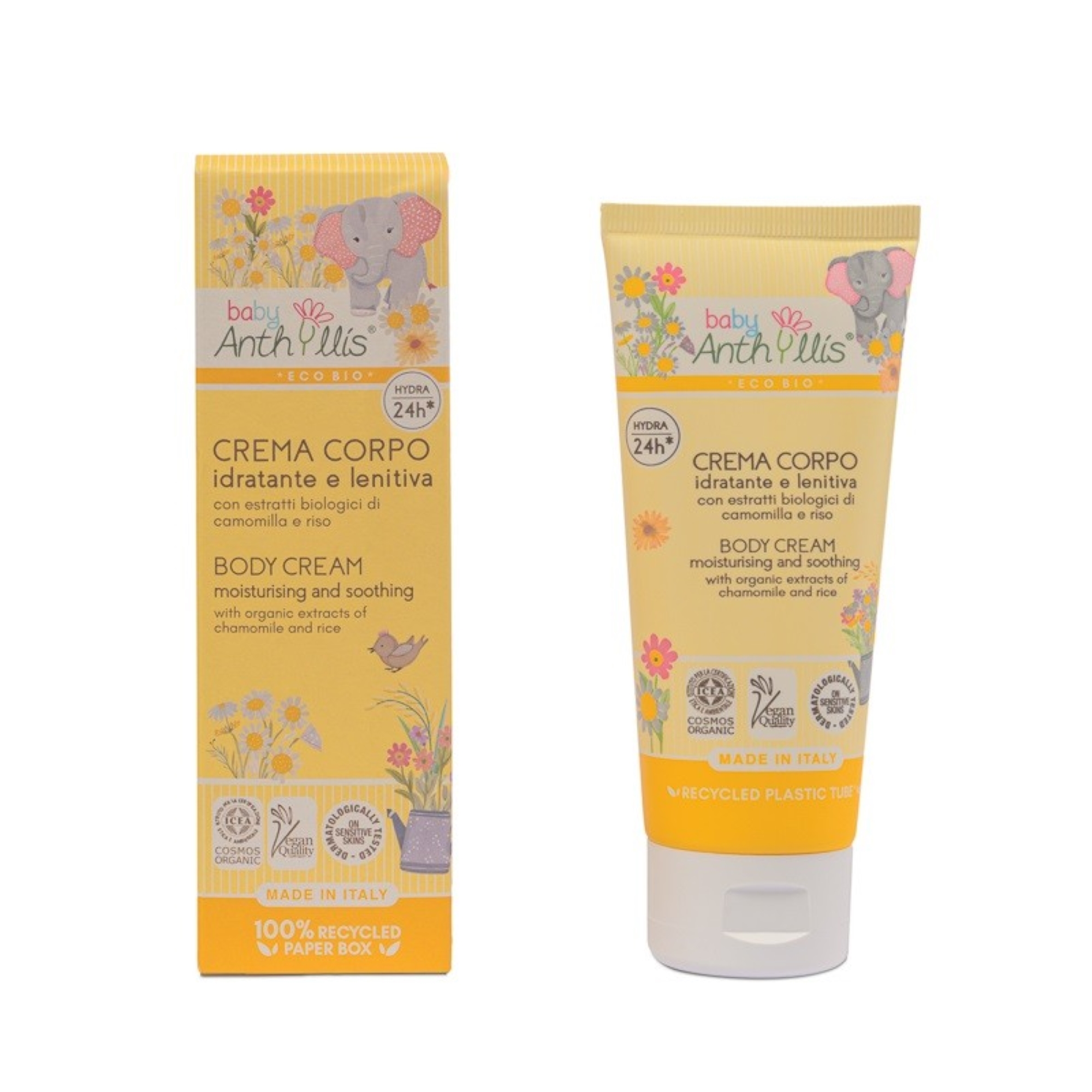 Anthyllis Baby Nawilżająco-łagodzący bio krem do ciała dla dzieci z ekologicznym rumiankiem i ryżem, 100 ml zdjęcie