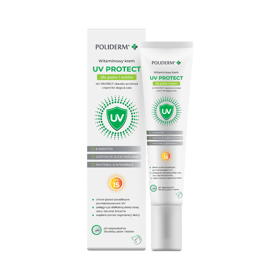 Poliderm UV Protect silnie nawilżająca witaminowa formuła z filtrem UV dla psów i kotów, 15 ml zdjęcie