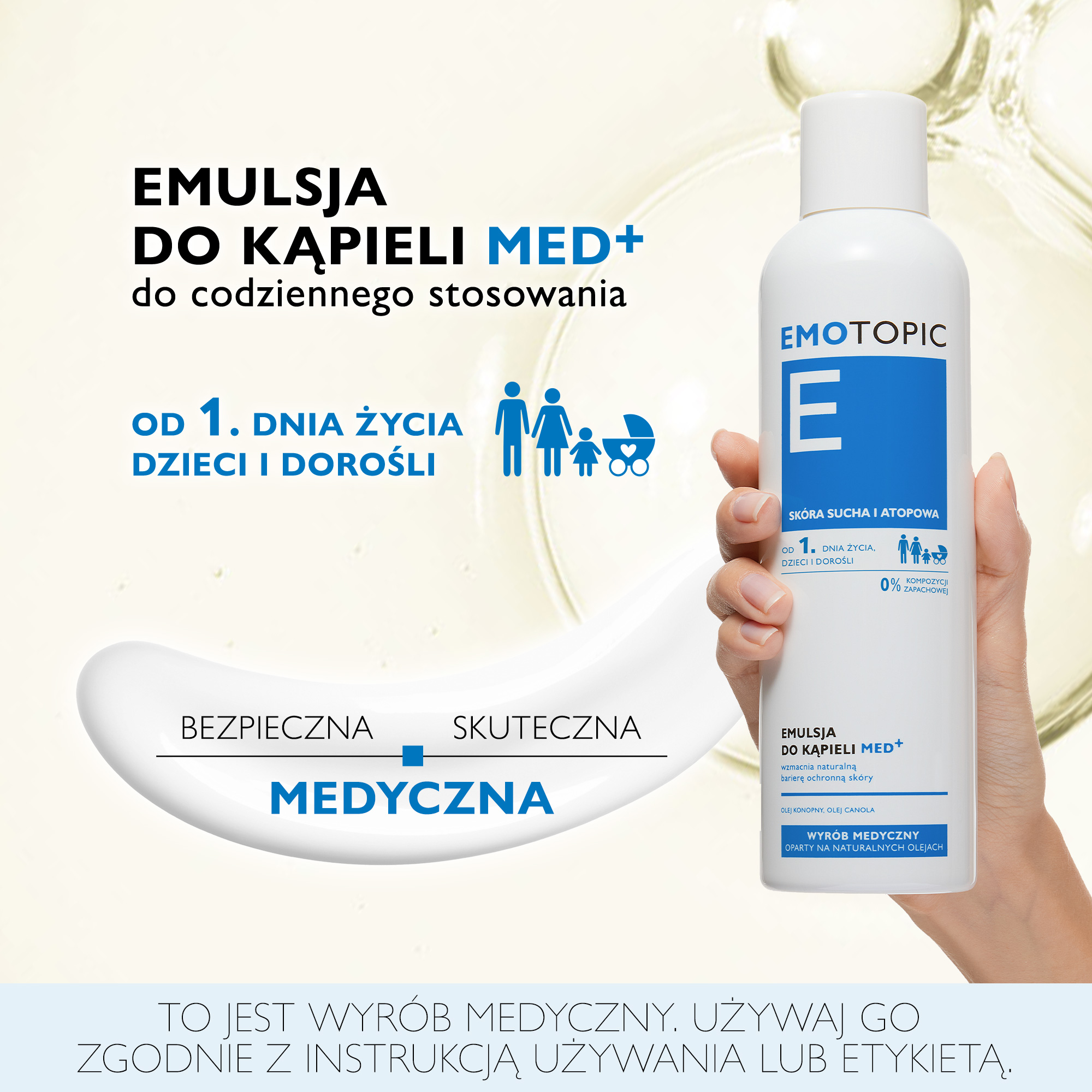 Emotopic Med+, emulsja do kąpieli do codziennego stosowania od 1. dnia życia, 400 ml