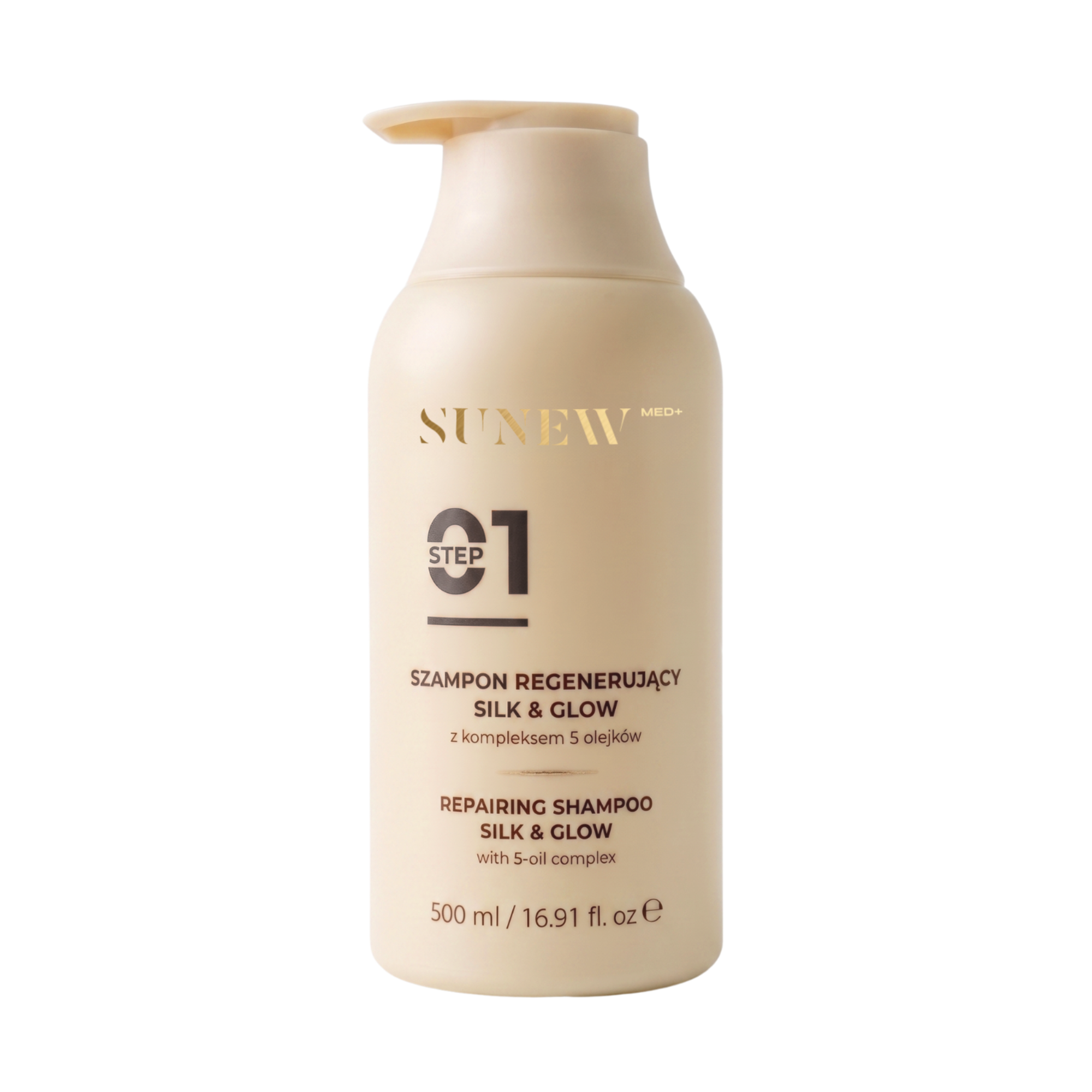 SunewMed+ Szampon regenerujący Silk&Glow z kompleksem 5 olejków, 500 ml