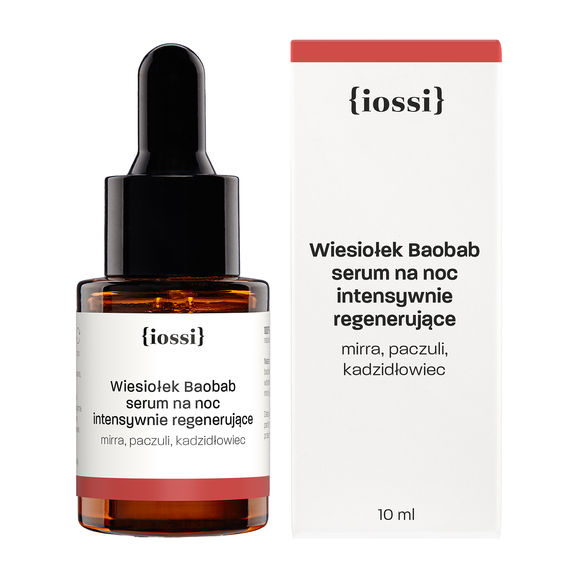 Iossi, Wiesiołek Baobab, serum na noc intensywnie regenerujące Mirra, paczuli, kadzidłowiec, 10 ml