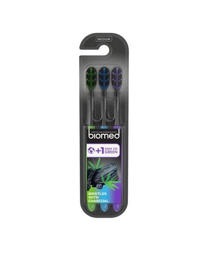 BIOMED szczoteczka do zębów z węglem drzewnym średnia 3-pack zdjęcie