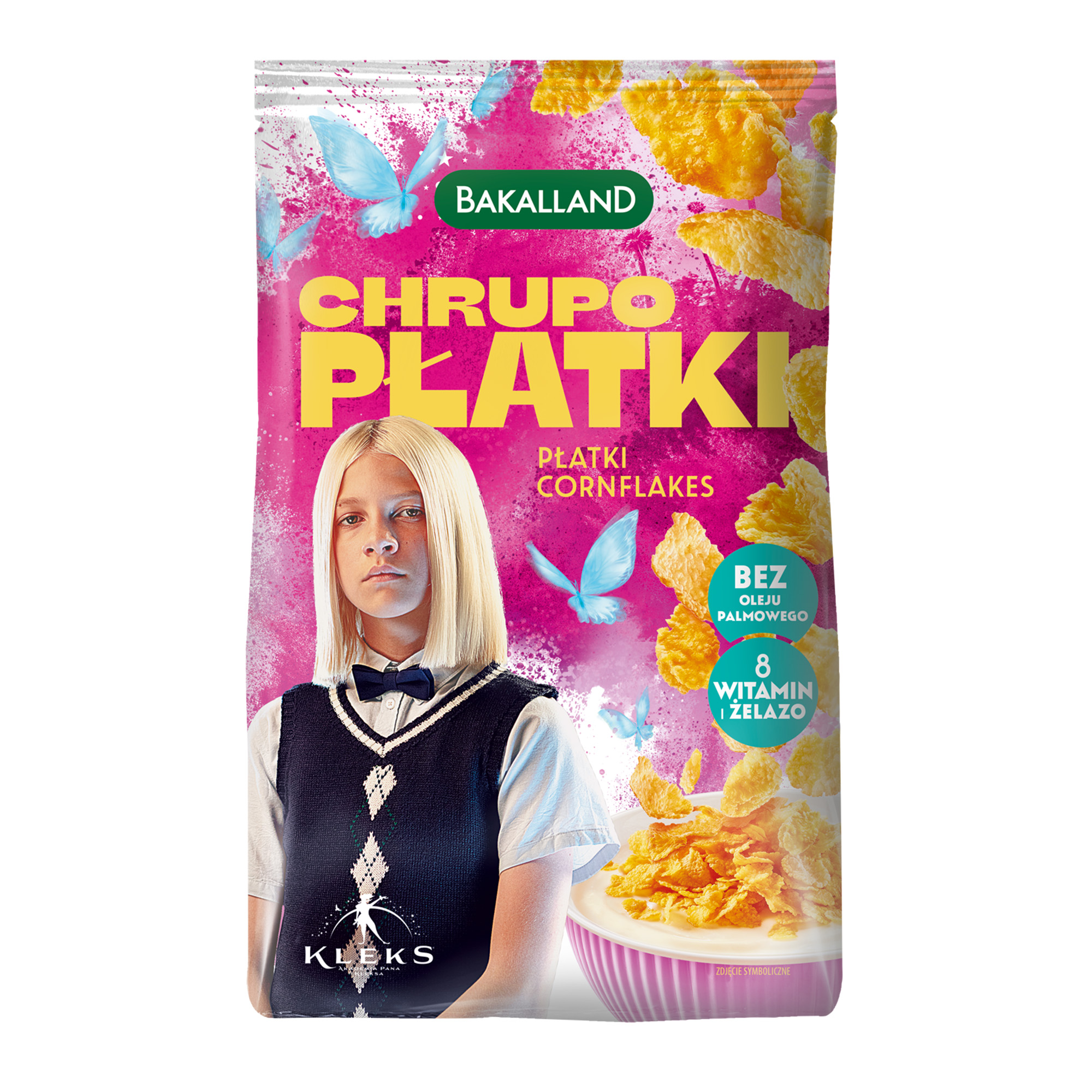 Bakalland KLEKS Chrupo Płatki cornflakes wzbogacone w witaminy i żelazo, 250 g zdjęcie