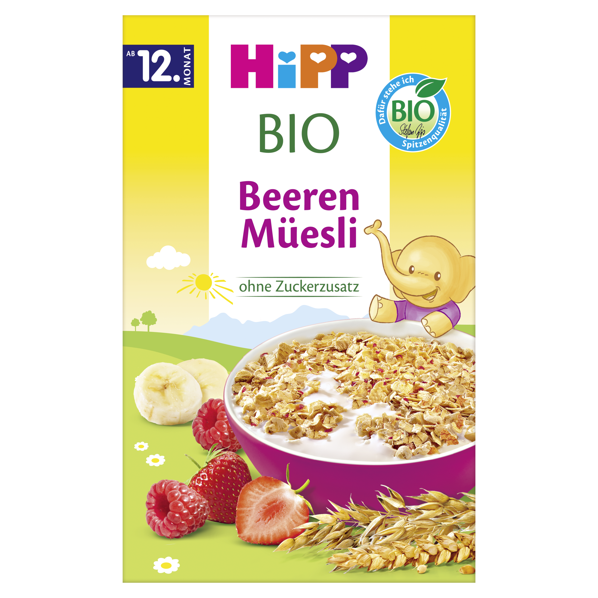 HiPP BIO od pokoleń, Musli Truskawki-Maliny, od 12. m-ca, 200 g, cena, opinie, właściwości zdjęcie