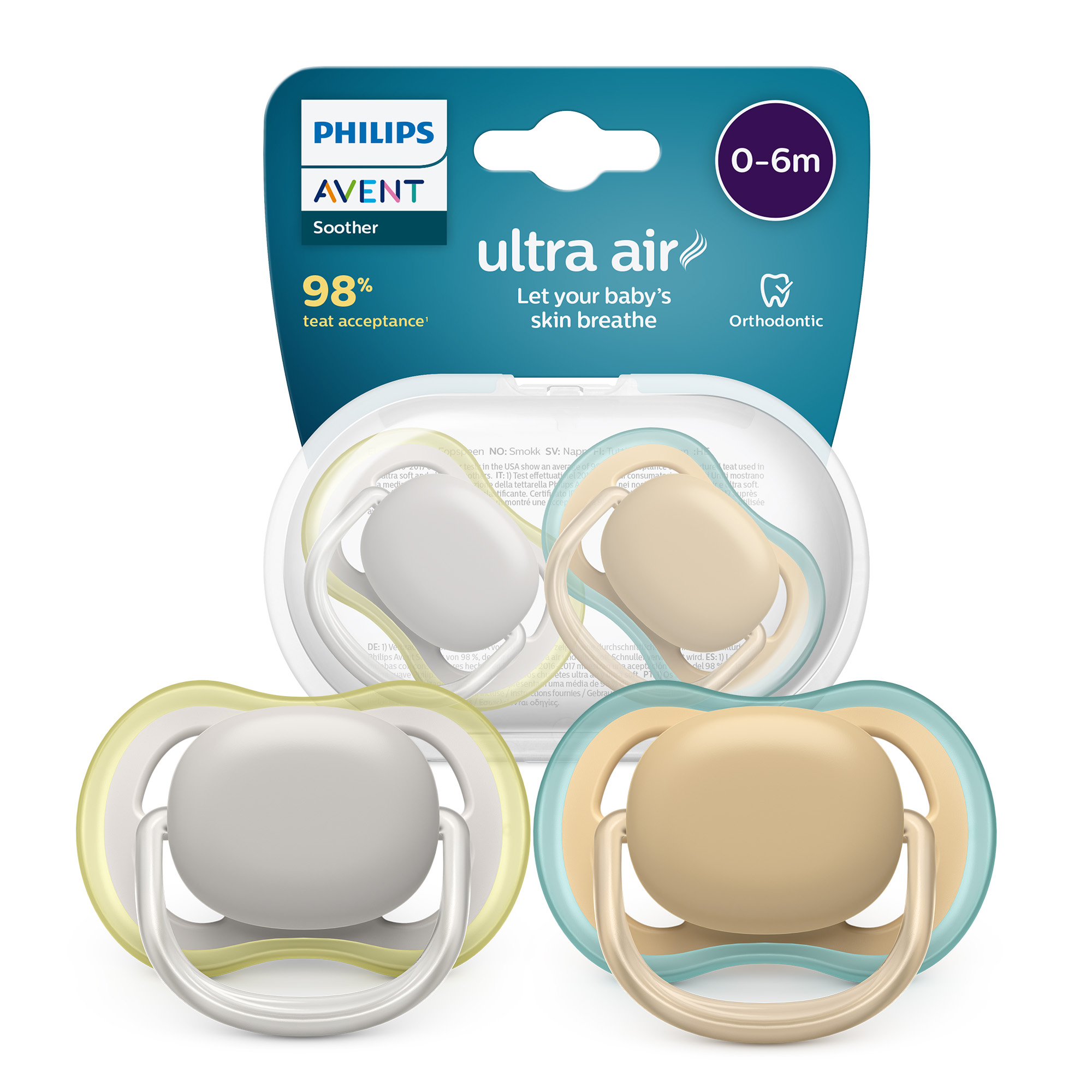 Avent Philips Ultra Air smoczek uspokajający 0-6m 2 sztuki [SCF085/15] zdjęcie