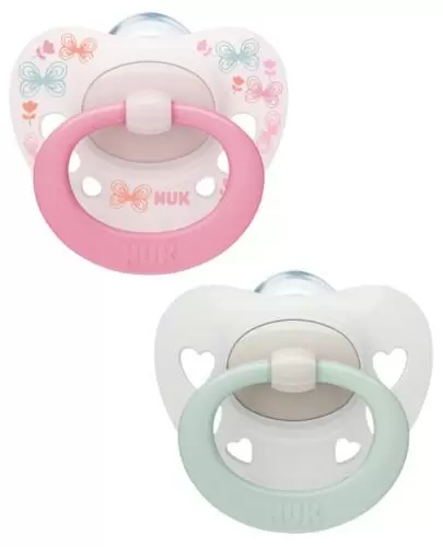 NUK Signature smoczek silikonowy uspokajający 0-6m kolor różówy-szary 2 sztuki [730638A] zdjęcie