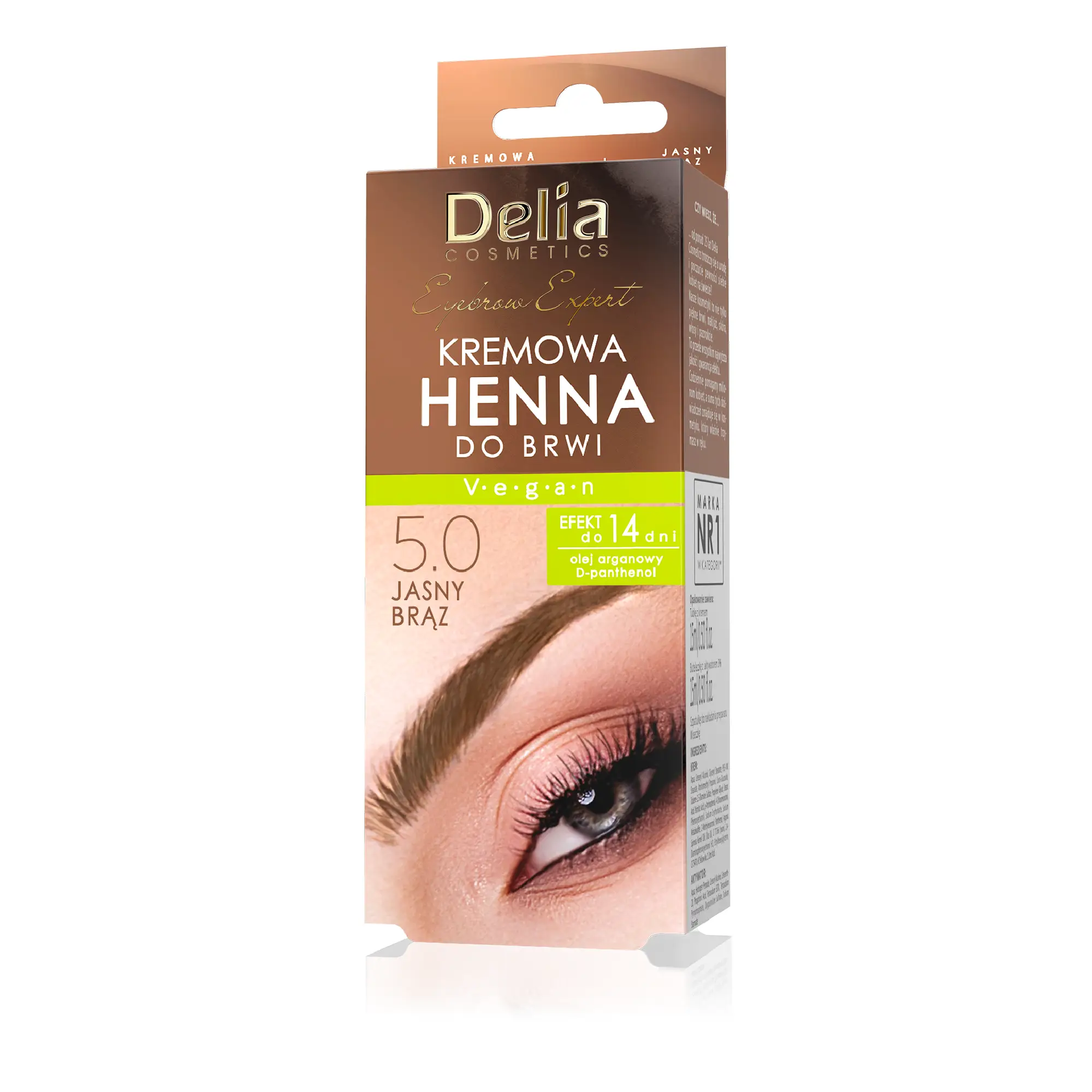 Delia, Henna Krem do brwi 5.0 z olejkiem arganowym, jasny brąz, 15 ml zdjęcie