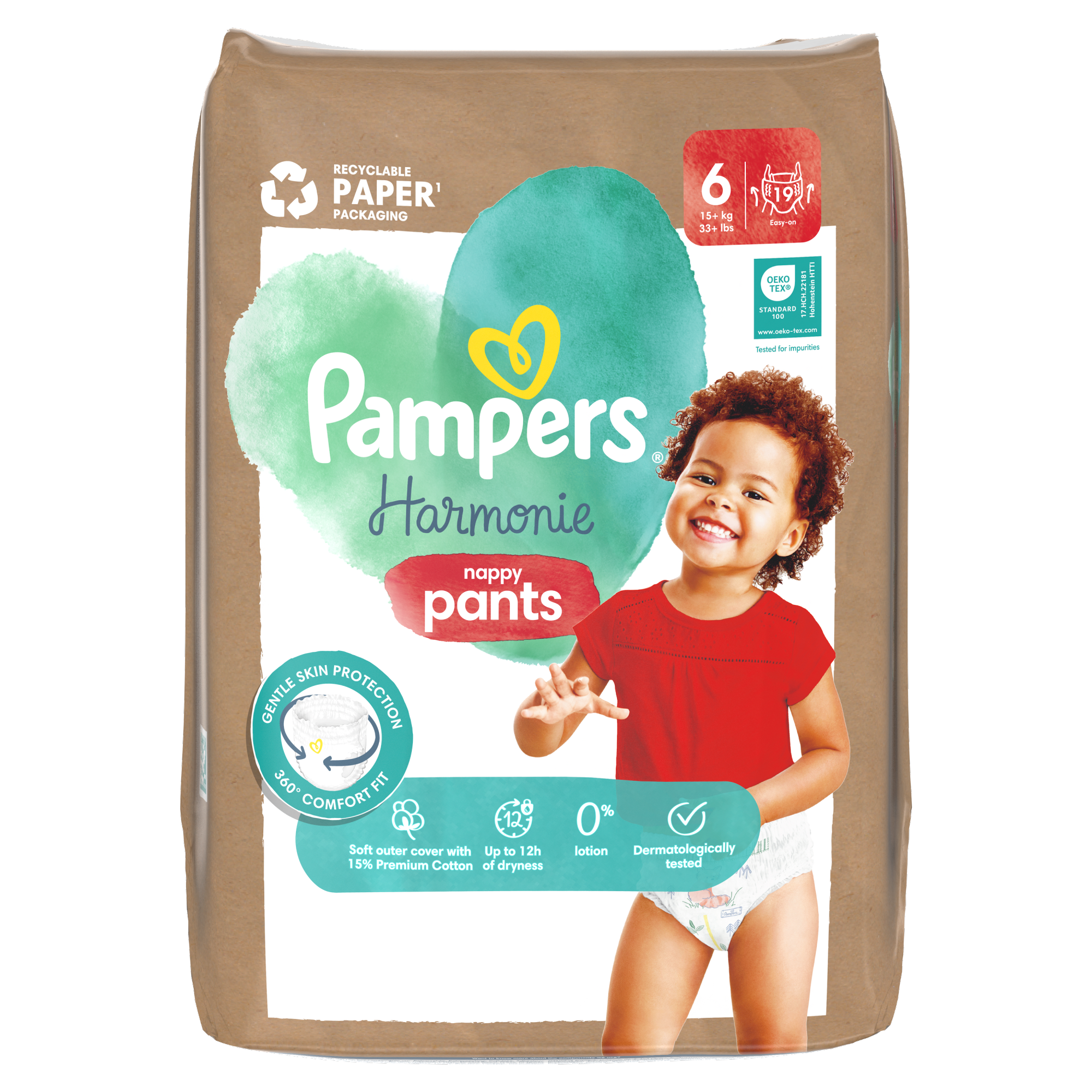 Pampers Harmonie Baby Pieluchomajtki, rozmiar 6 15kg+, 19 sztuk zdjęcie