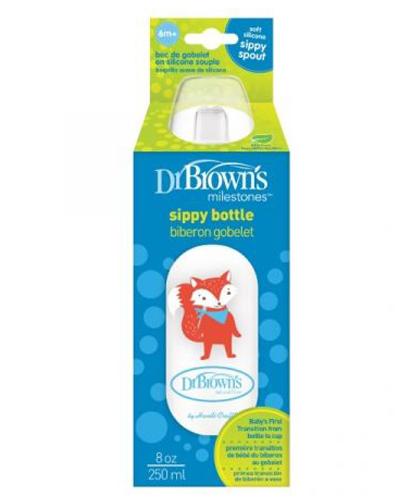 Dr Brown's Standard Butelka z silikonowym ustnikiem niekapkiem 6m+ lis - 250 ml Do nauki samodzielnego picia - cena, opinie, użytkowanie zdjęcie