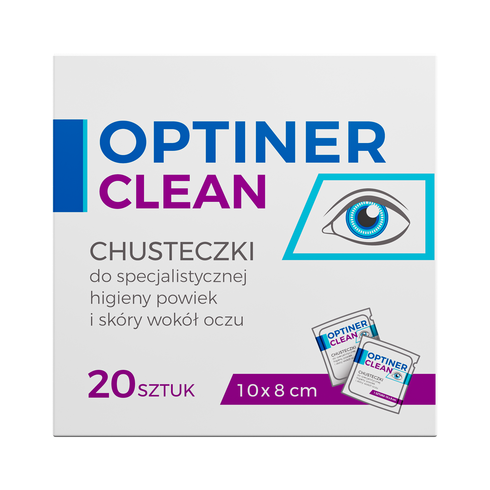 Optiner Clean, Chusteczki do specjalistycznej higieny powiek i skóry wokół oczu, 20 sztuk zdjęcie