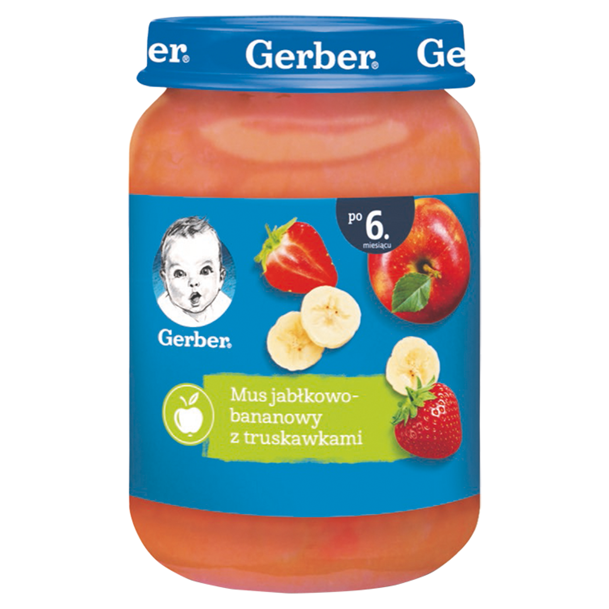 Gerber Mus jabłkowo-bananowy z truskawkami po 6. miesiącu, 190 g