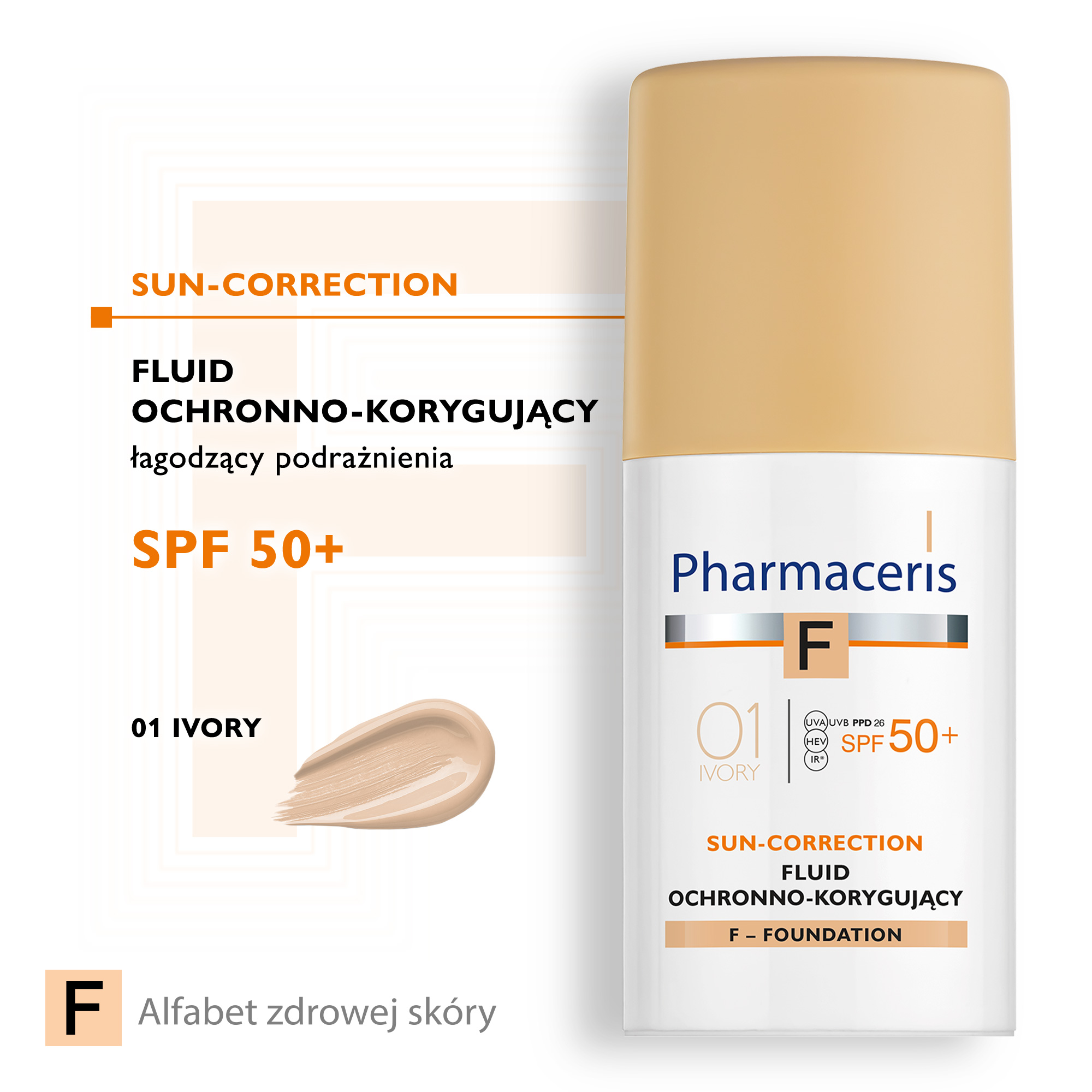 PHARMACERIS F Fluid ochronno-korygujący SPF50+ 01 ivory - 30 ml