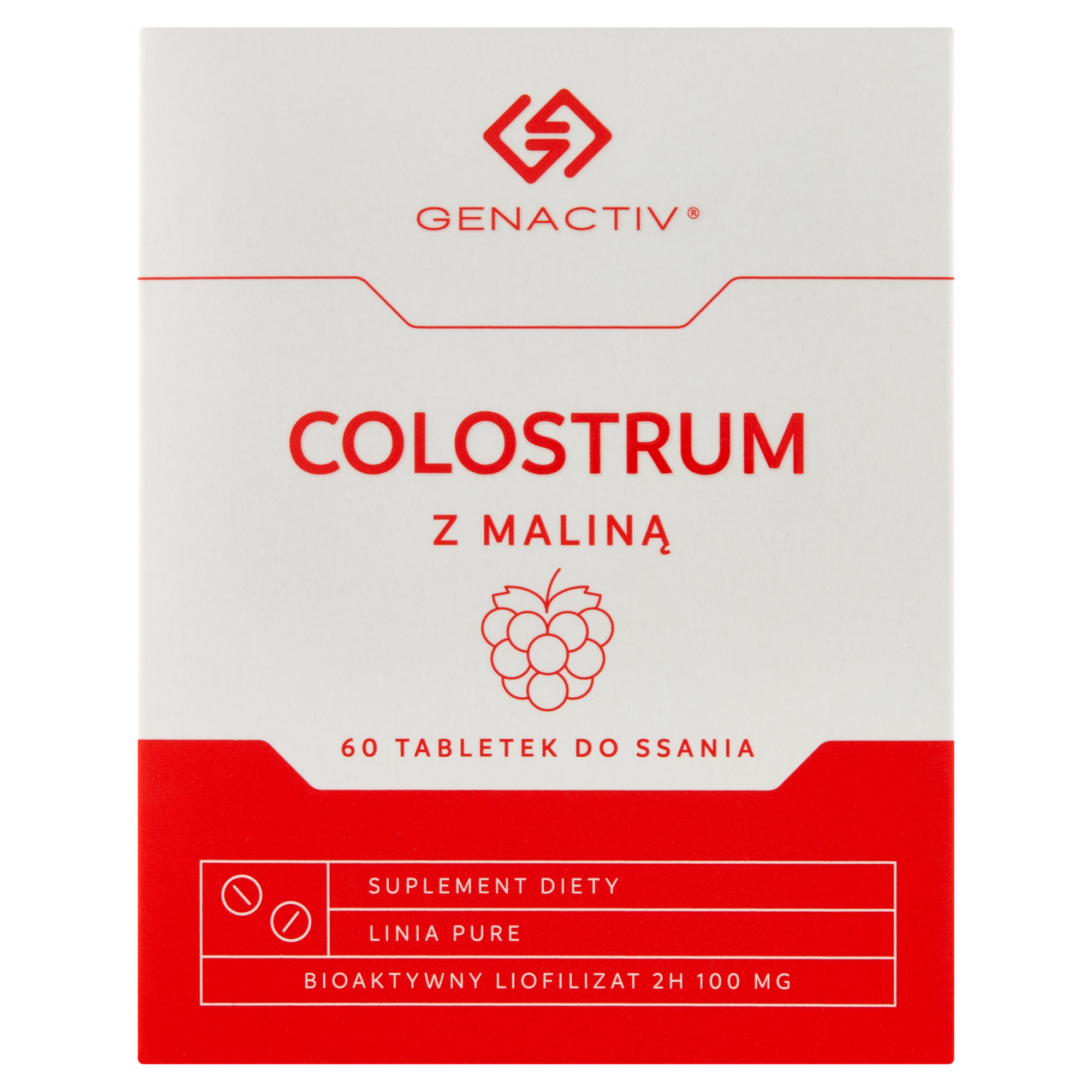 Genactiv Colostrum z maliną, tabletki do ssania, 60 sztuk zdjęcie
