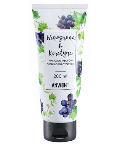 Anwen Winogrona & Keratyna Maska do włosów średnioporowatych - 200 ml - cena, opinie, stosowanie zdjęcie