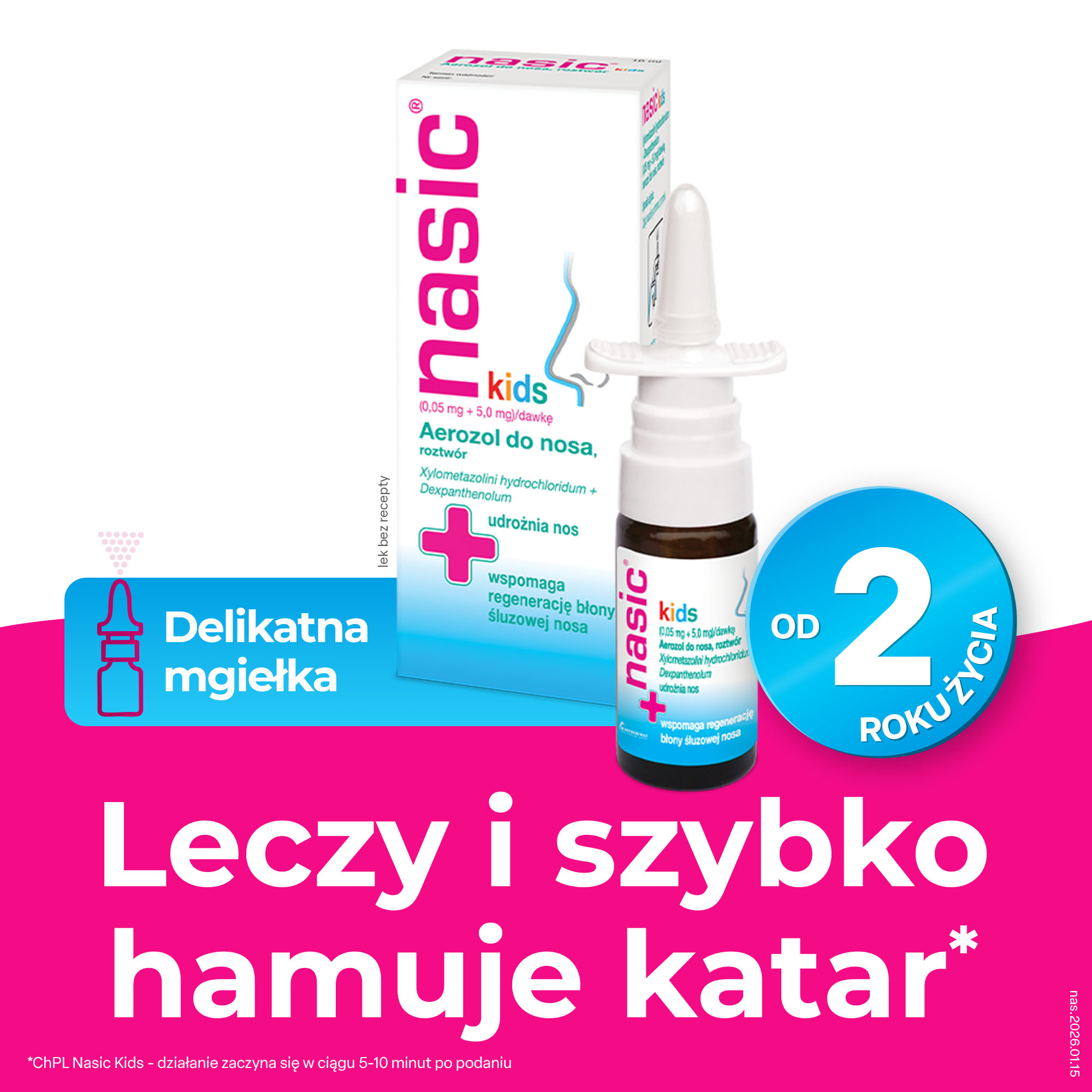 Nasic Kids, (0,05mg+5mg)/dawkę, aerozol do nosa, roztwór, 10 ml