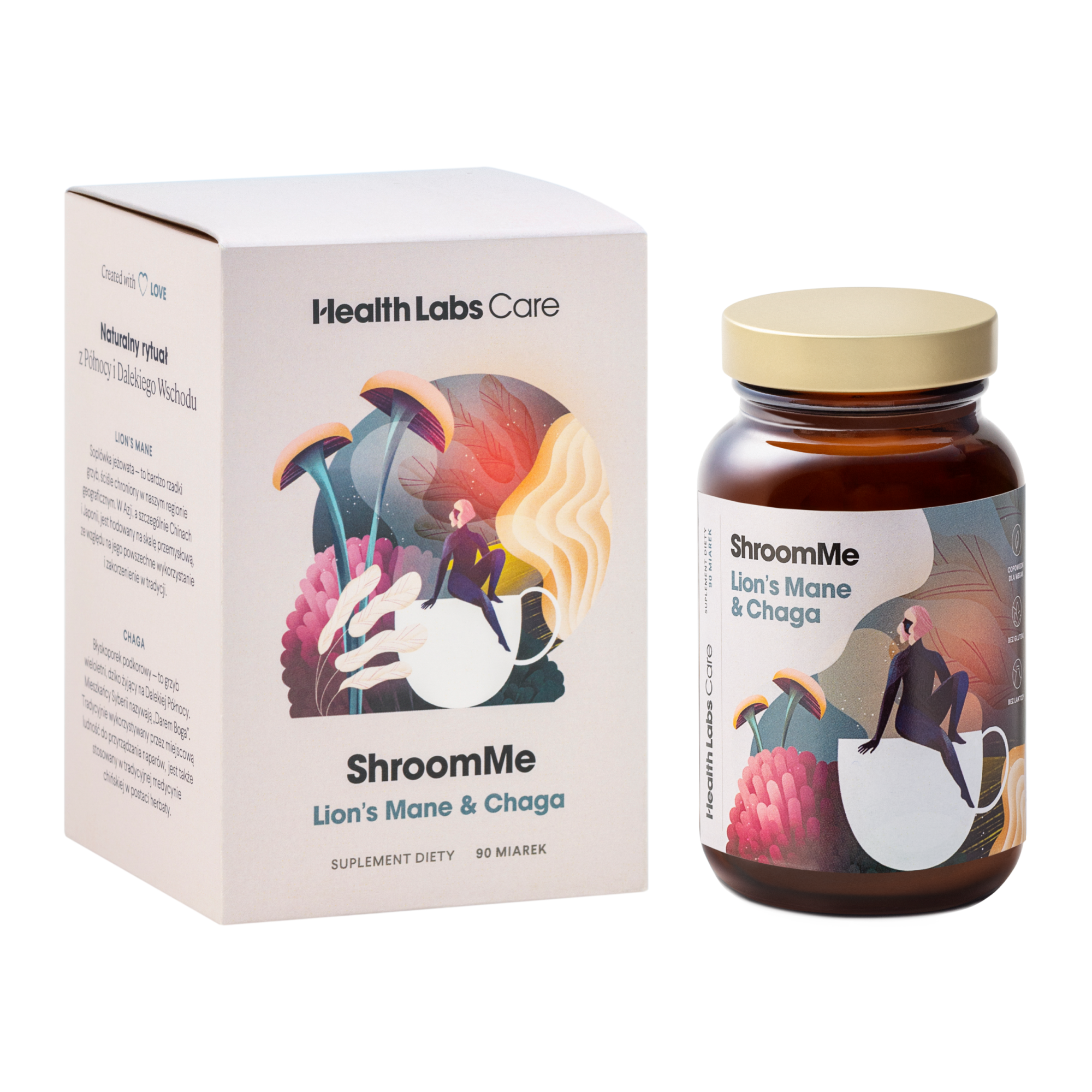 Health Labs Care, ShroomMe Lions Mane&Chaga, proszek, 90 miarek