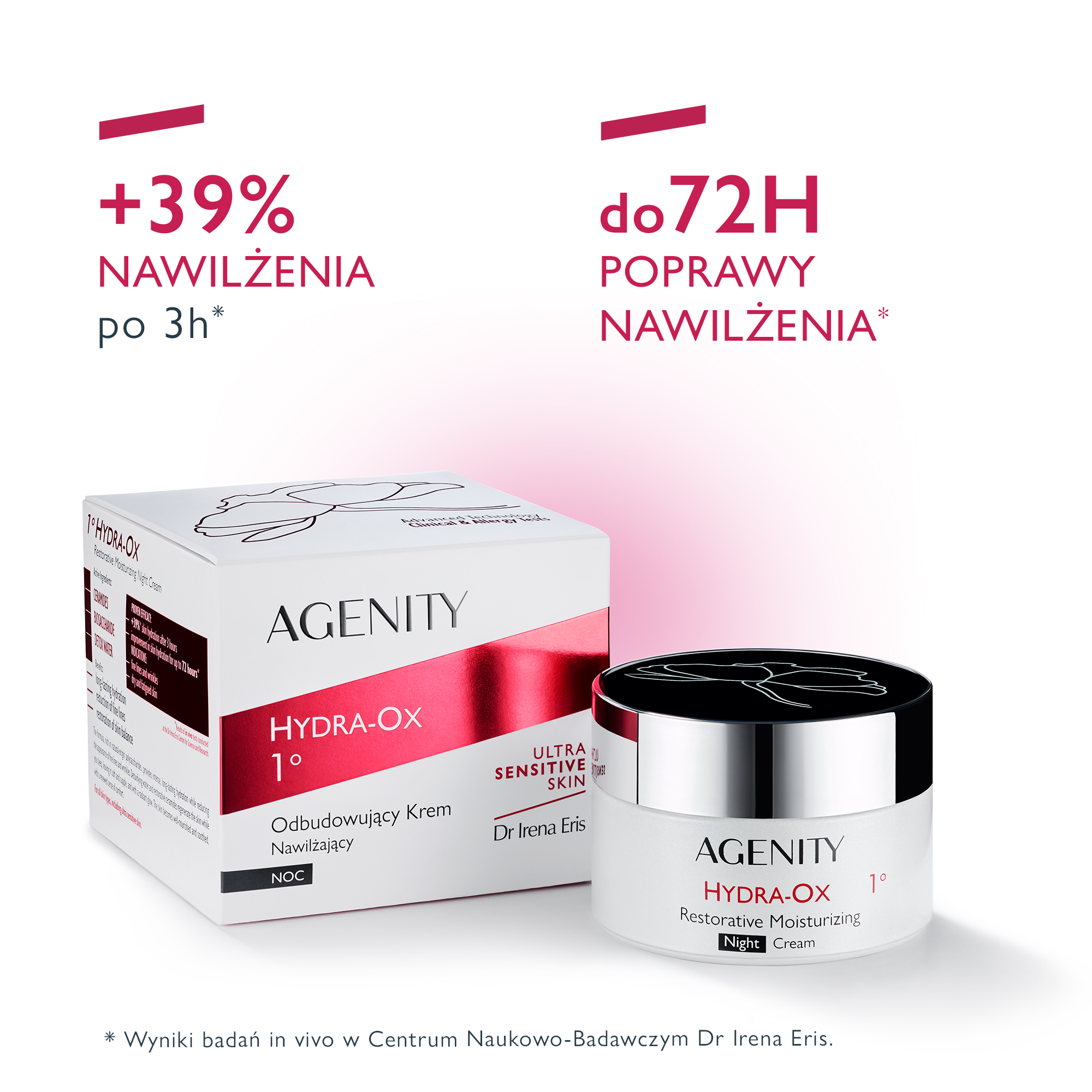 Agenity Hydra-Ox 1°, Krem nawilżający odbudowujący na noc, 50 ml