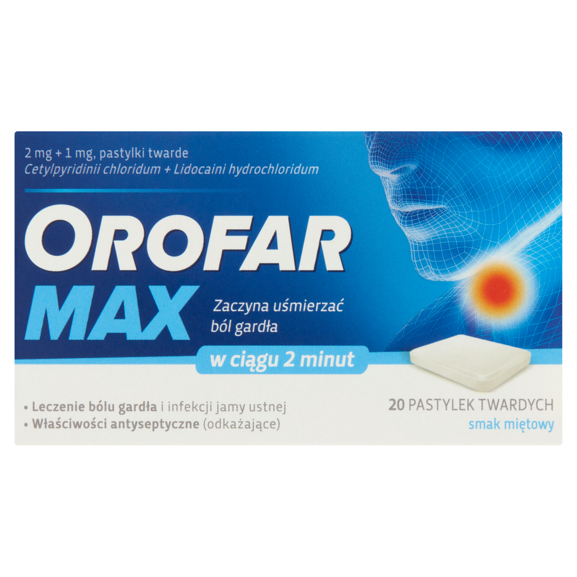 Orofar MAX, 2 mg + 1 mg, pastylki twarde, 20 sztuk zdjęcie