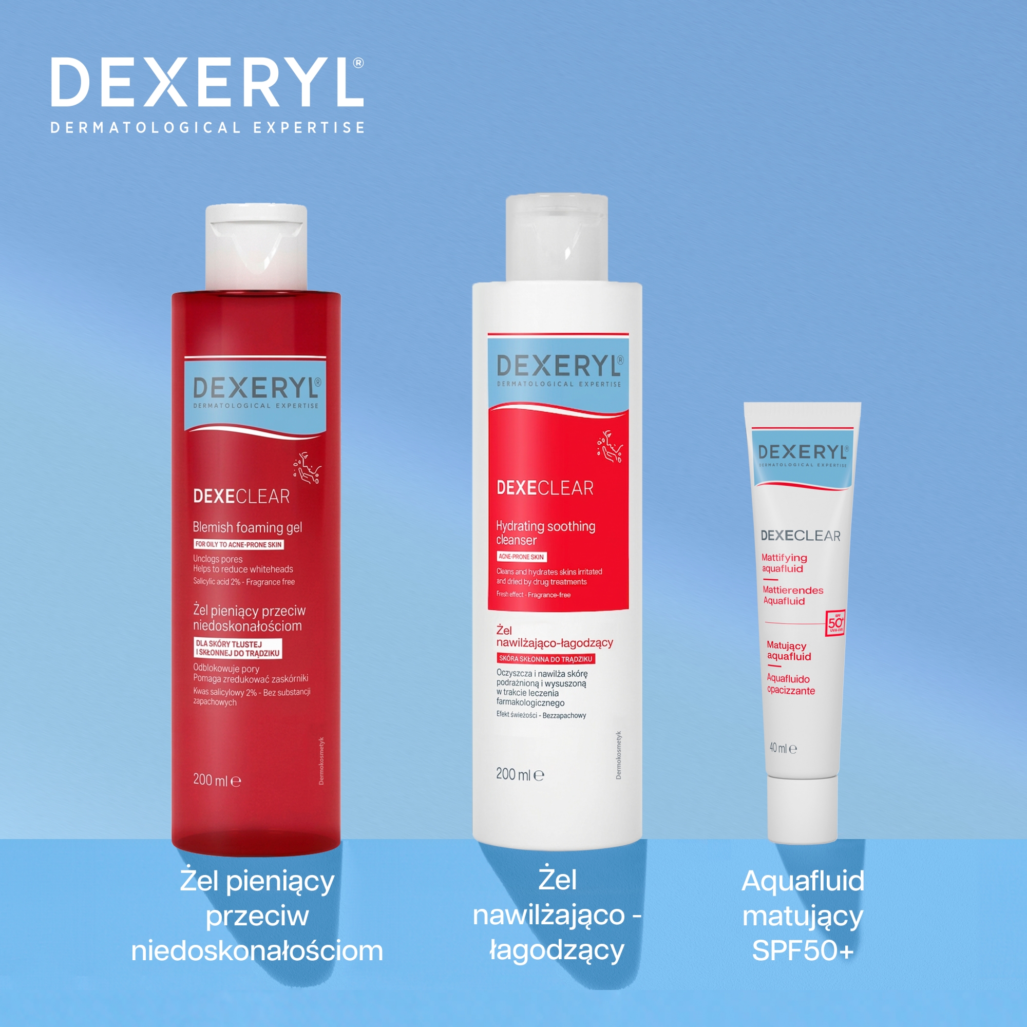 Dexeryl Dexeclear Żel pieniący przeciw niedoskonałościom, 200 ml