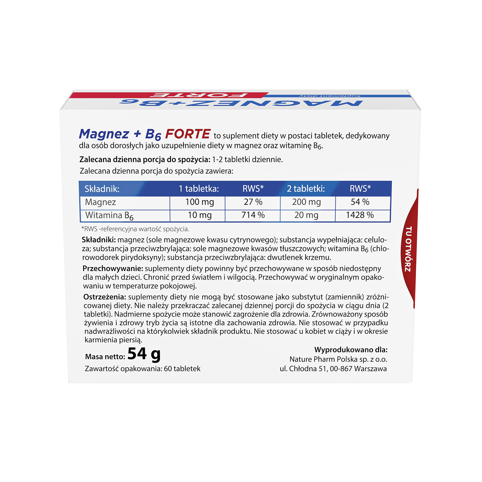 Magnez + B6 Forte, tabletki, 60 sztuk