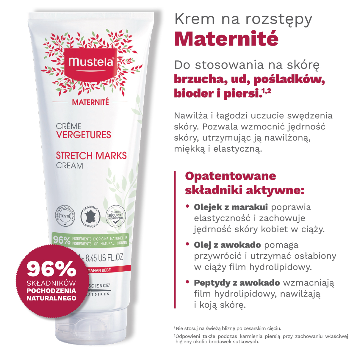 Mustela Maternite, krem na rozstępy 3w1, 250 ml
