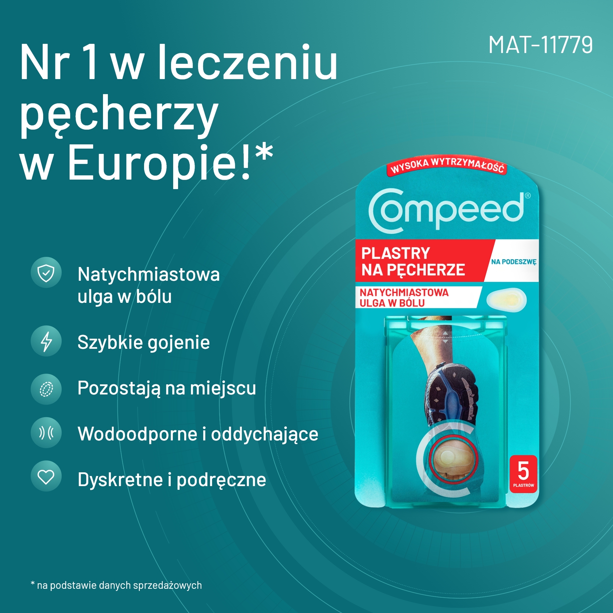 COMPEED Plastry sportowe na pęcherze na podeszwie, 5 sztuk