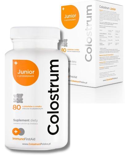 Colostrum Junior z probiotykami, cukierki o smaku mleczno-truskawkowym, 80 szt zdjęcie