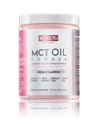 BeKeto MCT Oil Powder Fresh Strawberry, 300 g, cena, opinie, właściwości zdjęcie