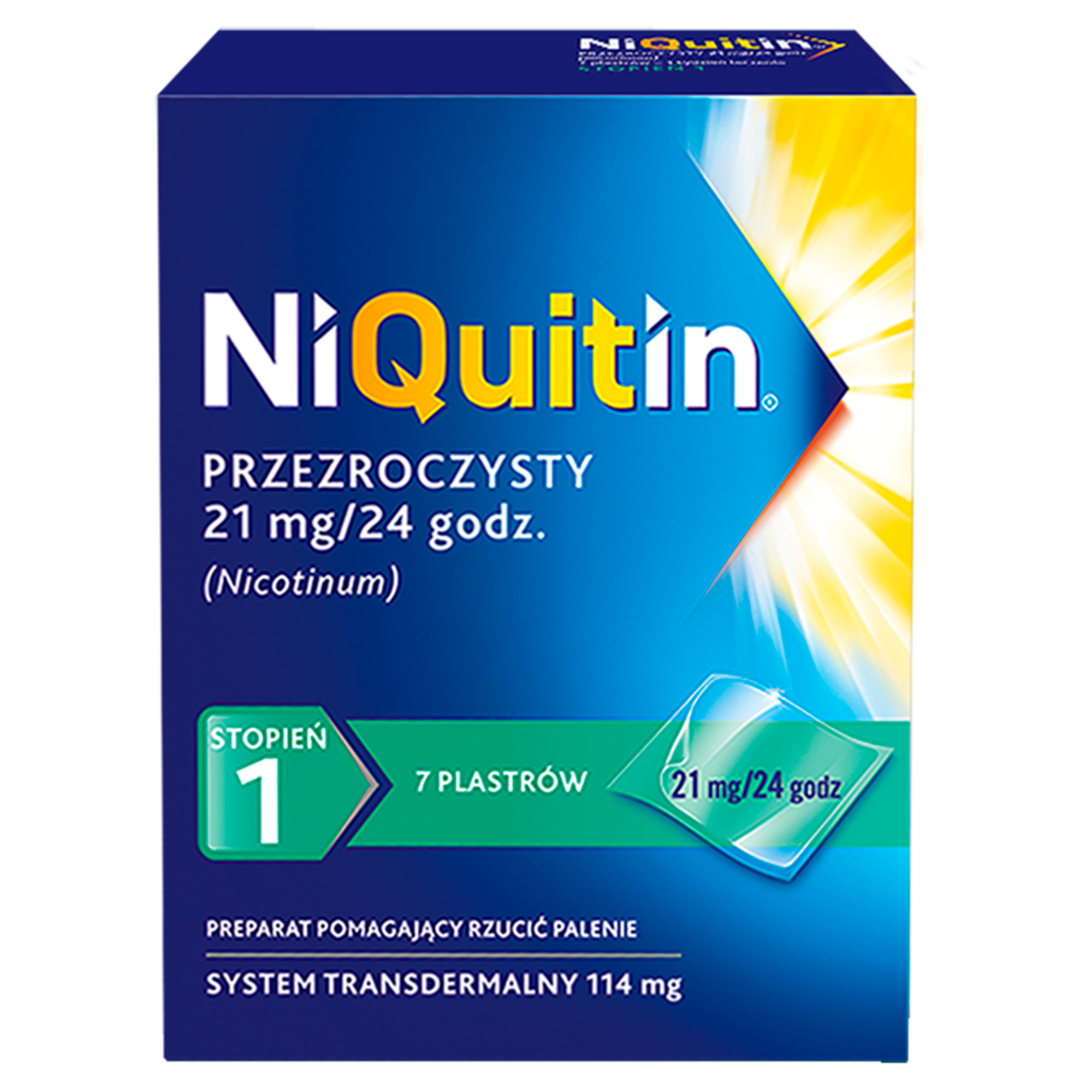 Niquitin przezroczysty, 21 mg/24 h, system transdermalny, plastry, 7 sztuk zdjęcie