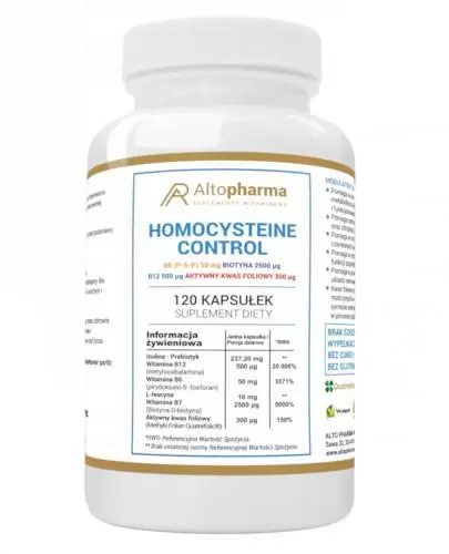 Altopharma Homocysteine Control B6 (P-5-P) + Biotyna + B12 + Kwas Foliowy 120 kapsułek zdjęcie