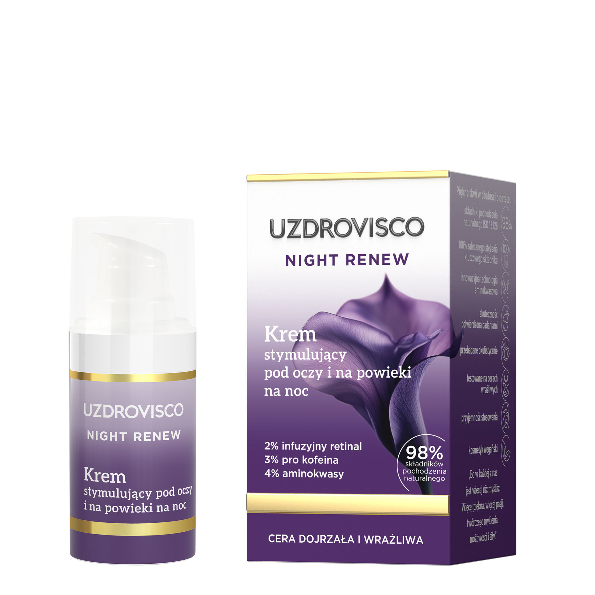 Uzdrovisco  Night Renew Krem stymulujący pod oczy i na powieki na noc, 15 ml