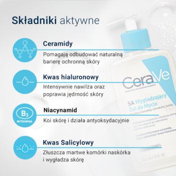 CeraVe SA, wygładzający żel do mycia, 236 ml
